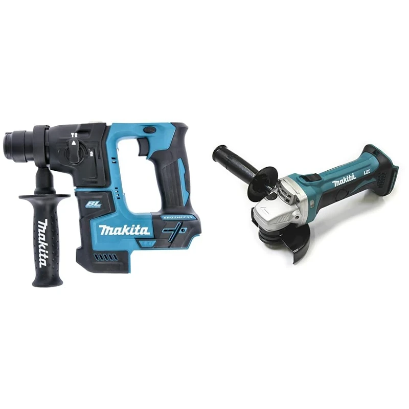 Makita DHR171Z 18V Li-Ion LXT Brushless Rotary Hammer - Batteries and Charger Not Included & DGA452Z 18 V Body Only Cordless Li-ion Angle Grinder, Small