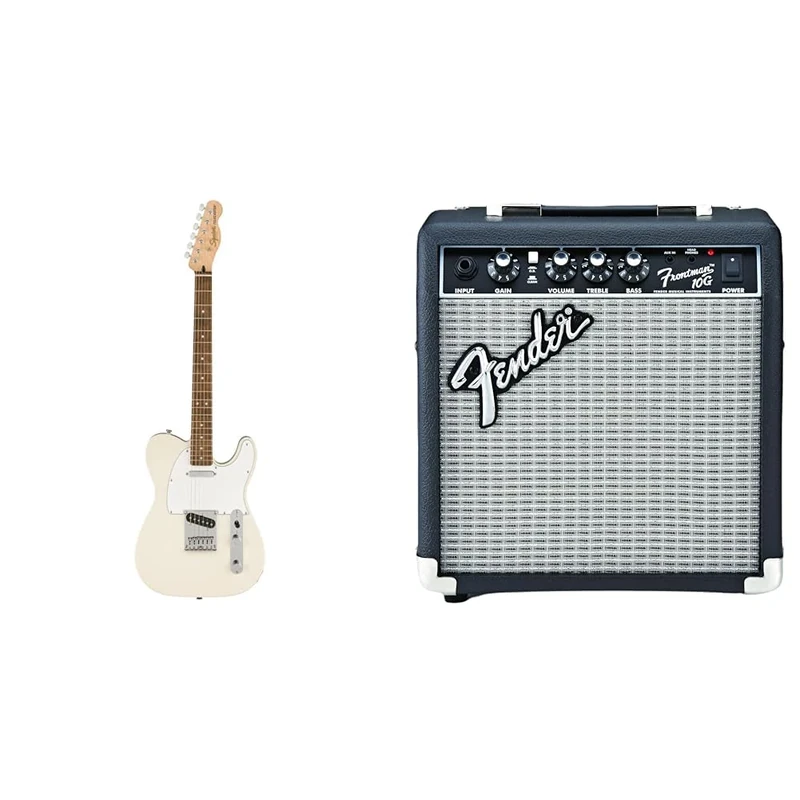 Squier by Fender Affinity Series Telecaster, Electric Guitar, Indian Laurel Fingerboard, Olympic & Frontman 10G, Combo Guitar Amp, 10W, Small Practice Amp, Black