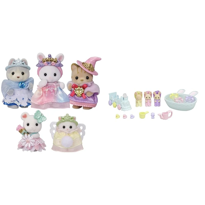 Sylvanian Families Royal Princess Set,Multicolor,small & 5707 Triplets Baby Bathtime Set - Dollhouse Playsets - Image 1