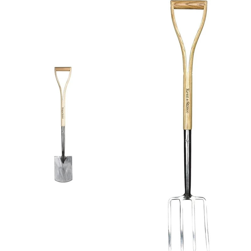 Kent & Stowe Kid's Stainless Steel Digging Spade, Compact and Light Garden Spade & Kids Fork FSC-100%