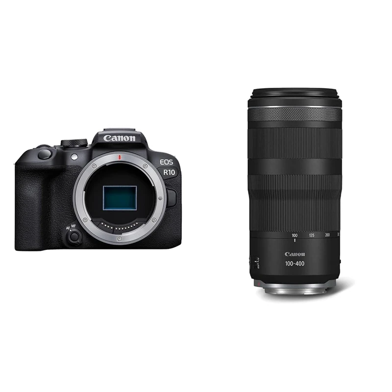 Canon EOS R10 + RF 100-400mm F5.6-6.8 IS USM Lens - Mirrorless Compact Digital Camera - Dual Pixel CMOS AF II & 4K Video up to 60p - For Travel & Vlogging - Bluetooth WiFi & USB C