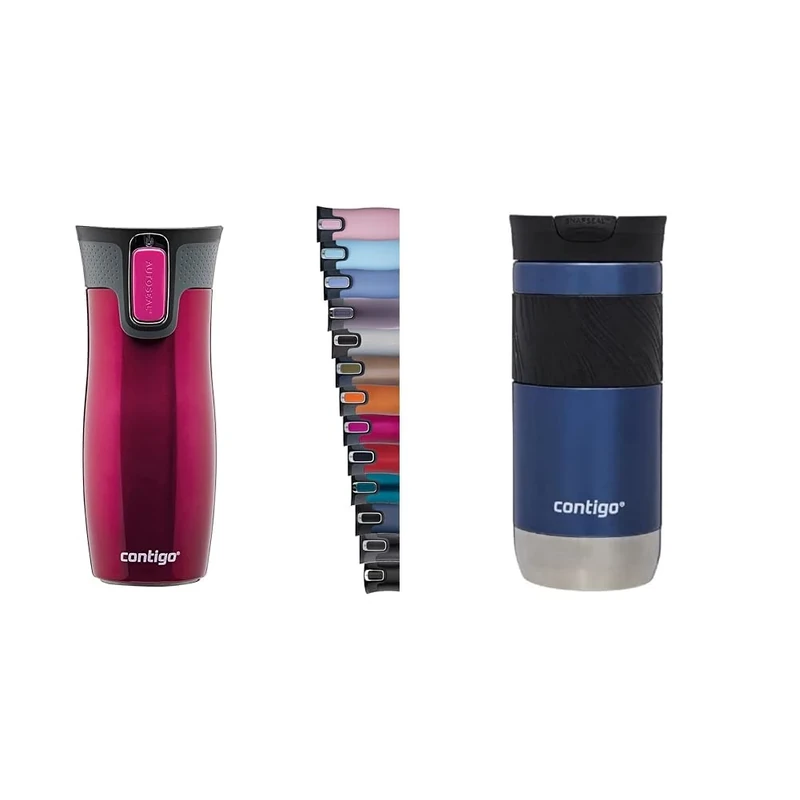 Contigo West Loop Autoseal Travel Mug, 470 ml, Stainless Steel, Leakproof & Byron 2.0 Thermal Mug, 470 ml, Stainless Steel, Insulated, Coffee Mug to go