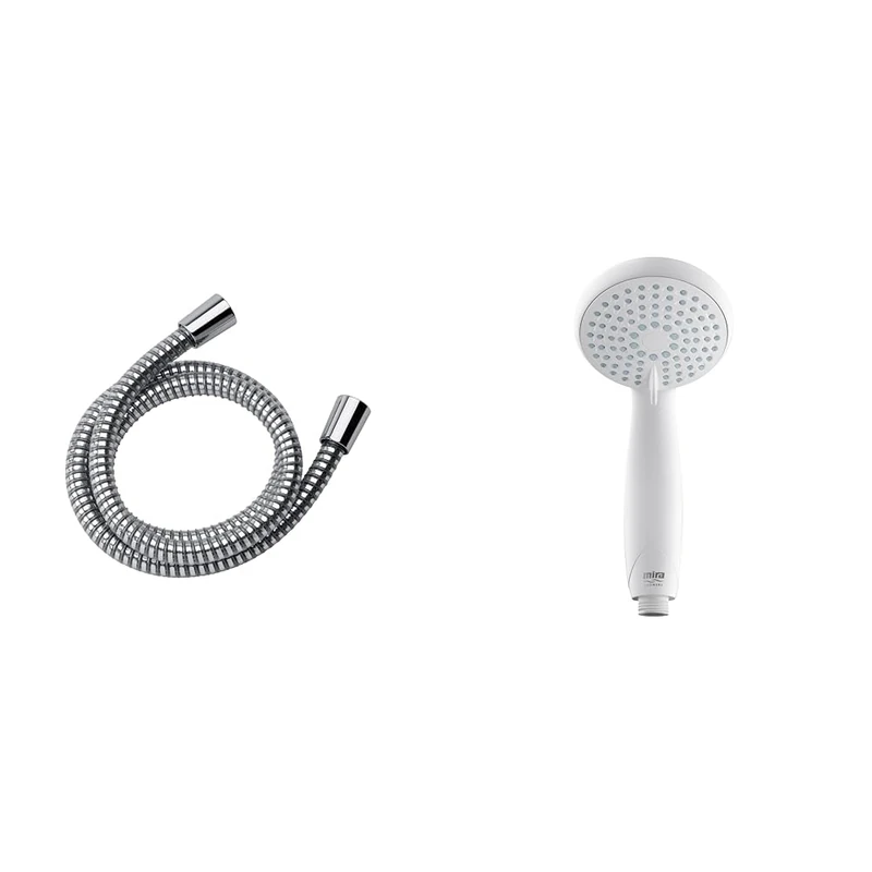 Mira Showers Zest Universal Shower Hose 1.25m - Chrome & Showers Zest Universal 90mm 4-Spray Shower Head - White - Image 1