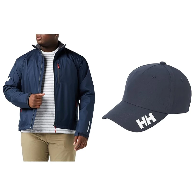 Helly Hansen Mens Crew Midlayer Jacket, M, Navy & Crew Cap Unisex Navy STD