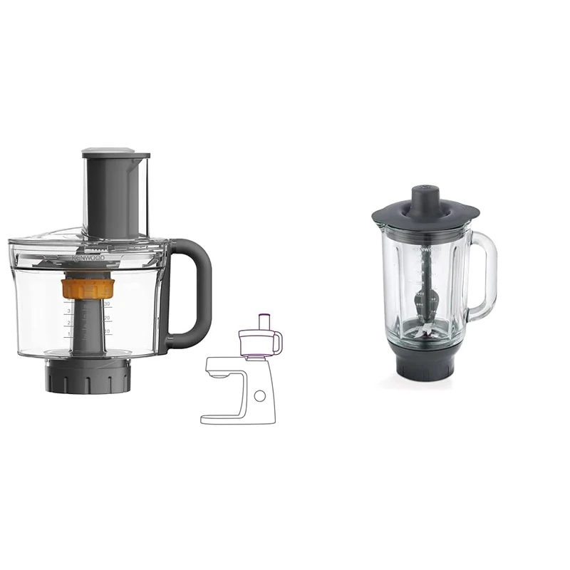 Kenwood Attachment MultiPro KAH65.000PL, Stand Mixer Accessory, Food Processor with 6 Slicing Discs & KAH359GL Blender Attachment for Kitchen Machines Glass and Black