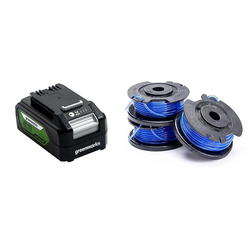Greenworks 24V Battery. Original Greenworks Rechargeable Powerful Battery. Suitable for All 24V Gard & Tools Single Cord Spool for Lawn Trimmers (1.65 mm Cord Diameter 4.8 m Cord per Spool