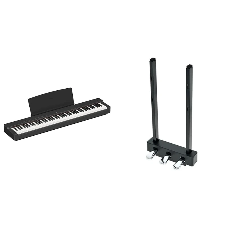 Yamaha P-225 Digital Piano with 88 Graded Hammer Compact Keys and 24 Instrumental Voices & LP-1 3 Pedal Unit for P-Series, Portable, Sleek and Pedal Attachment, in Black