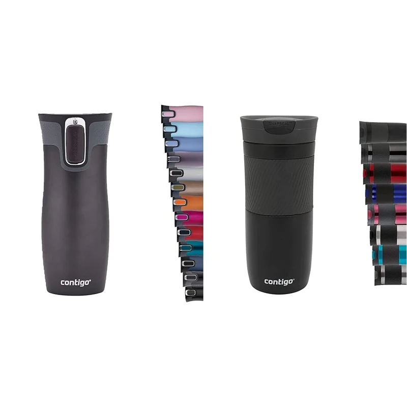 Contigo West Loop Autoseal Travel Mug, Stainless Steel Thermal Mug, Vacuum Flask, Leakproof Tumbler & Byron Snapseal Travel Mug, Stainless Steel Thermal Mug, Vacuum Flask, Leakproof Tumbler