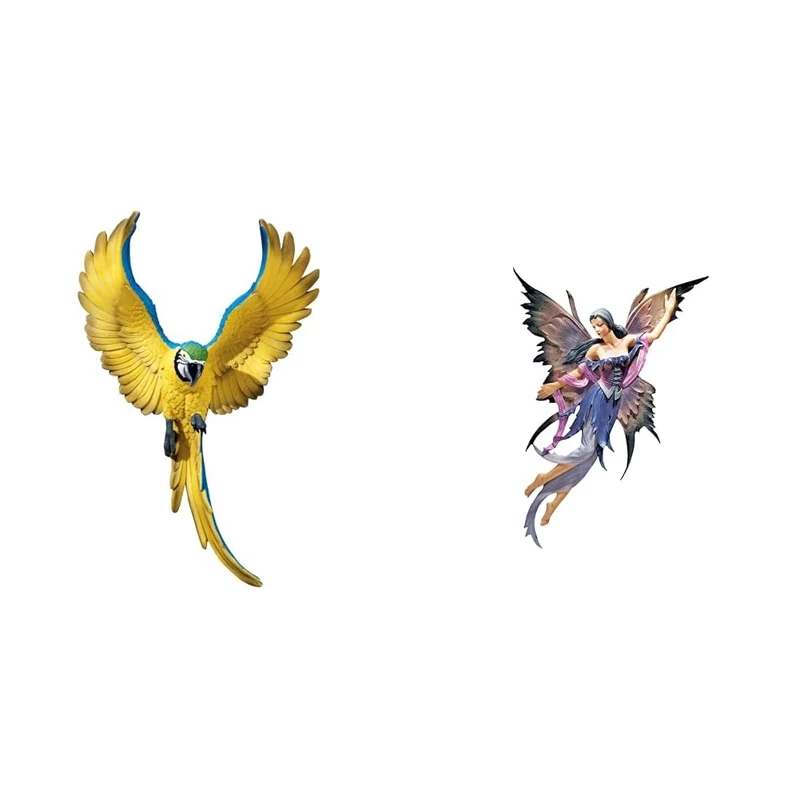 Design Toscano Flapping Macaw Bird Tropical Decor Wall Sculpture, 40.5 cm, Polyresin, Full Colour & CL4918 Fairies of the Enchanted Grove Wall Sculpture - Rowan