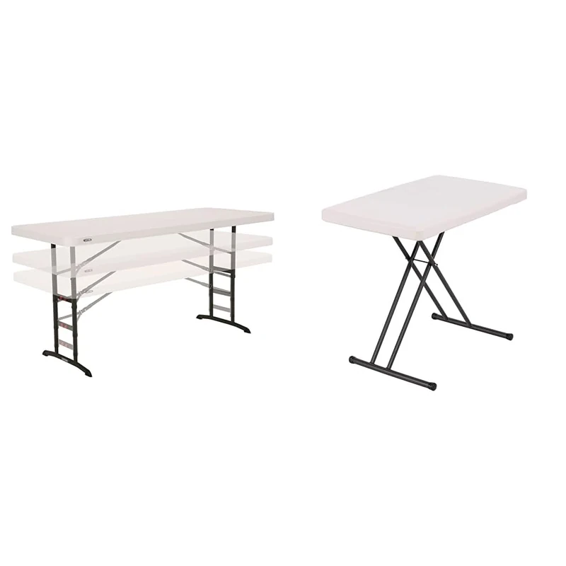 LIFETIME 6 ft (1.83 m) Commercial Adjustable Height Table & 30-Inch Adjustable Height Personal Table, Almond