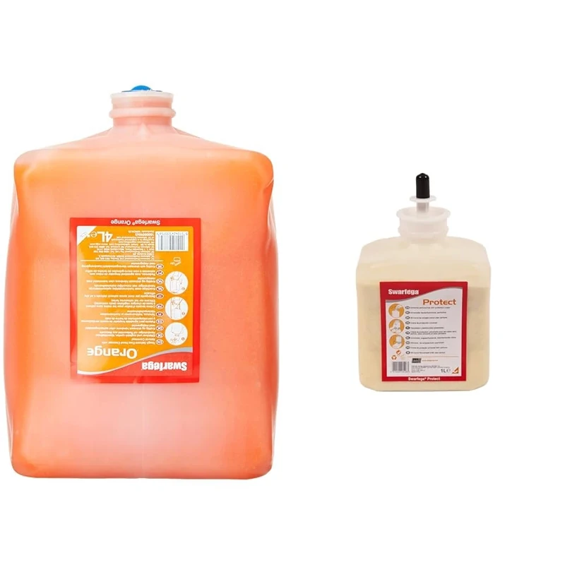 Swarfega Orange Hand Wash, Solvent-Free Heavy Duty Hand Cleaner with Natural Scrub and Moisturisers & Swarfega Protect Skin Protection Hand Cream For Very Dry Hands, Non Greasy Barrier Cream - Image 1