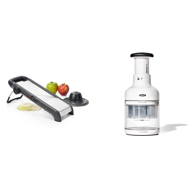 OXO Good Grips Chef's Mandoline 2.0, Grey, 10.66 x 41.91 x 18.16 cm & Good Grips Chopper