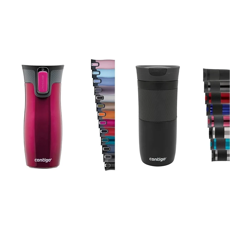Contigo West Loop Autoseal Travel Mug, Stainless Steel Thermal Mug, Vacuum Flask, Leakproof Tumbler & Byron Snapseal Travel Mug, Stainless Steel Thermal Mug, Vacuum Flask, Leakproof Tumbler