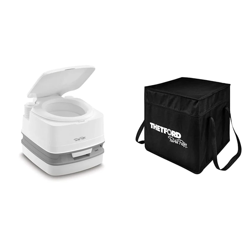 Thetford 92802 Porta Potti 145 Portable Toilet, White-Grey, 330 x 383 x 427 mm & 299902 Porta Potti Carrying Bag - Small Size, Fits 145, 335, and 345 Models, Black