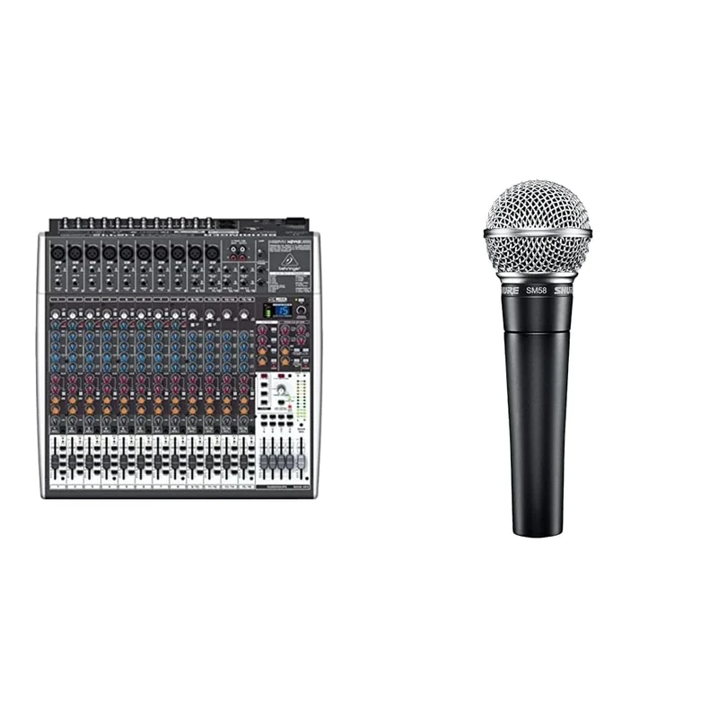 Behringer XENYX X2442USB Premium 24-Input 4/2-Bus Mixer with XENYX Mic Preamps and Compressors & Shure SM58-LC Cardioid Dynamic Vocal Microphone with Pneumatic Shock Mount, Spherical Mesh Grille