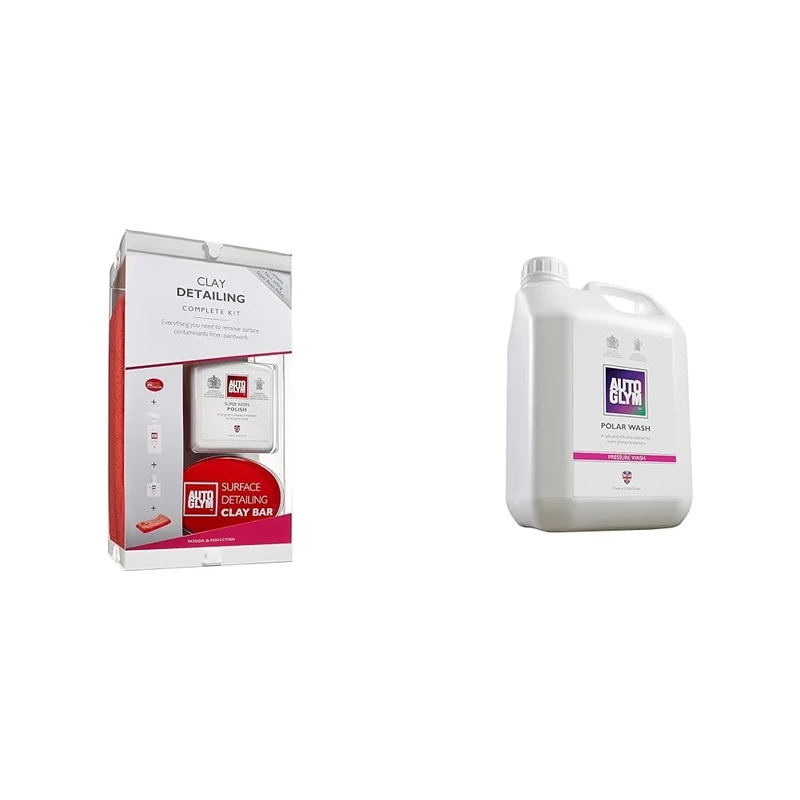 Autoglym Clay Detailing Complete Kit - Premium Car Care Kit Includes (500mL) Rapid Detailer, (100mL) & Polar Wash, 2.5L - Snow Foam Car Shampoo Safe for Wheels, Paint & Trim