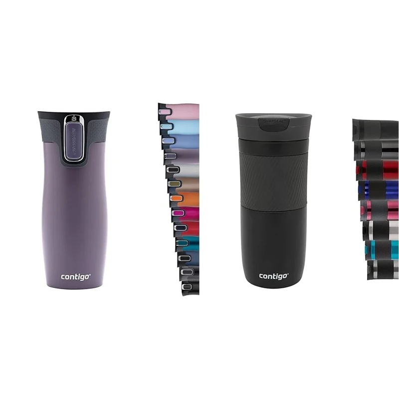 Contigo Unisex's West Loop Autoseal Thermobecher, Edelstahl Isolierbecher, Kaffeebecher to Go & Byron Snapseal Travel Mug, Stainless Steel Thermal Mug, Vacuum Flask, Leakproof Tumbler