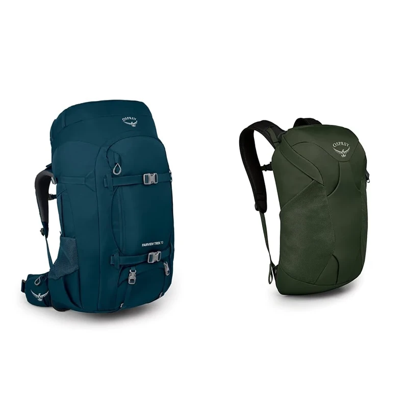 Osprey Fairview Trek 70 Women's Backpack Night Jungle Blue O/S & Farpoint Fairview Travel Daypack Unisex Travel Backpack Gopher Green O/S