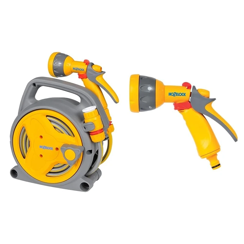 HOZELOCK - Mini Reel Pico Reel 10m : Ideal for Patios, Balconies and Small Gardens & HOZELOCK - Multi-Jet Spray Gun : Ideal for Daily Use, Multi-Tasking Gun