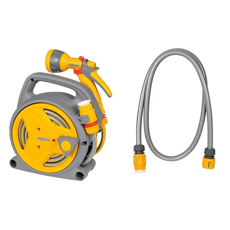 Hozelock - Mini Reel 'Pico Reel' 10m & Universal Connection Kit ø 13 mm (1/2") 1.5 m: Ideal for Patios, Balconies & Small Gardens