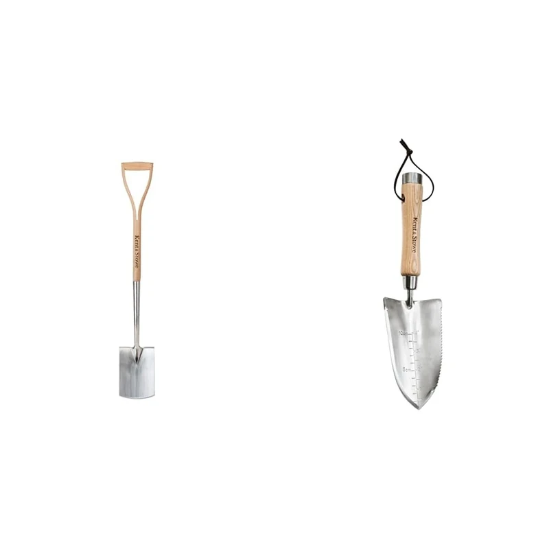 Kent & Stowe Garden Life Stainless Steel Digging Spade, Light and Compact Traditionally-Styled Garde & Capability Trowel, Compact and Multi-Functional Garden Trowel