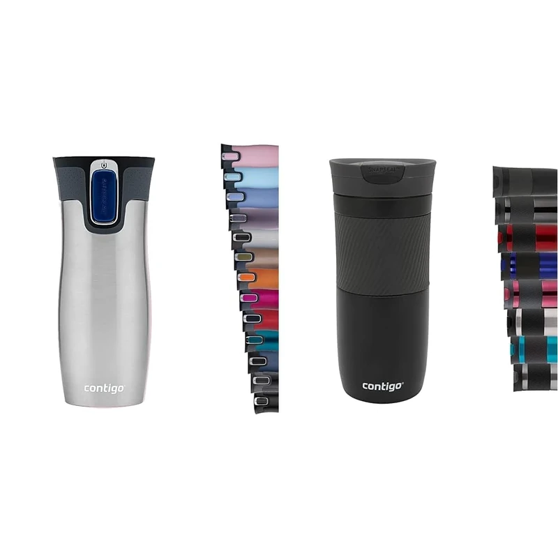 Contigo West Loop Autoseal Travel Mug, Stainless Steel Thermal Mug, Vacuum Flask, Leakproof Tumbler & Byron Snapseal Travel Mug, Stainless Steel Thermal Mug, Vacuum Flask, Leakproof Tumbler