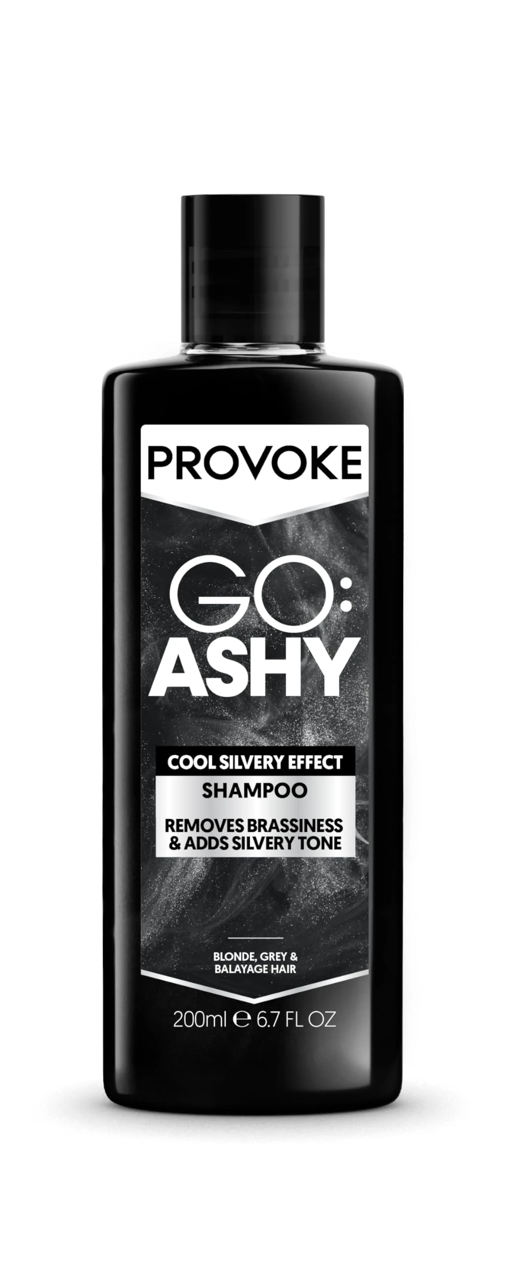 PROVOKE Go Ashy Shampoo 200ml, Remove Brassiness & Adds Silvery Tone to Hair, Formulated with Triple Toning Technology, Turn Warm & Brassy Hair to Cool & Ashy