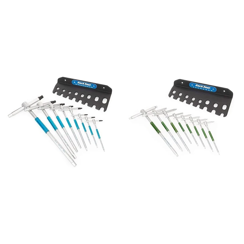 Park Tool THH-1 - Sliding T-Handle Hex Wrench Set, Silver & THT-1 - Sliding T-Handle Torx Compatible Wrench Set, Silver