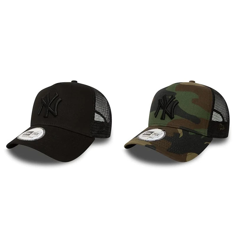 New Era Adjustable Trucker Cap - New York Yankees Black - One Size & New York Yankees Adjustable Trucker Ca Clean Trucker Camouflage - One-Size