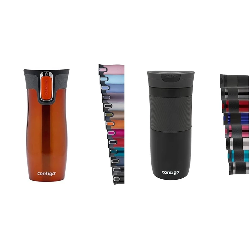 Contigo West Loop Autoseal Travel Mug, Stainless Steel Thermal Mug, Vacuum Flask, Leakproof Tumbler & Byron Snapseal Travel Mug, Stainless Steel Thermal Mug, Vacuum Flask, Leakproof Tumbler