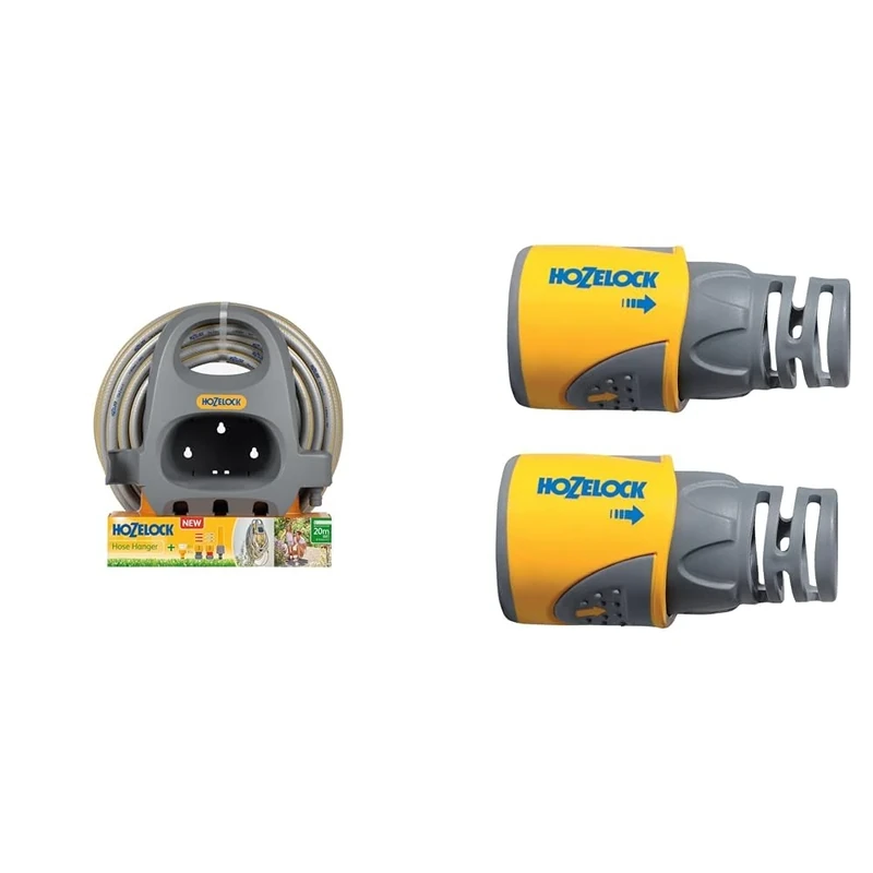 HOZELOCK - Starter Wall Hose Kit 20 m : Complete Kit with Fittings and Hose Connector Plus ø 12.5mm - 15mm (1/2"- 5/8") Soft Touch x2