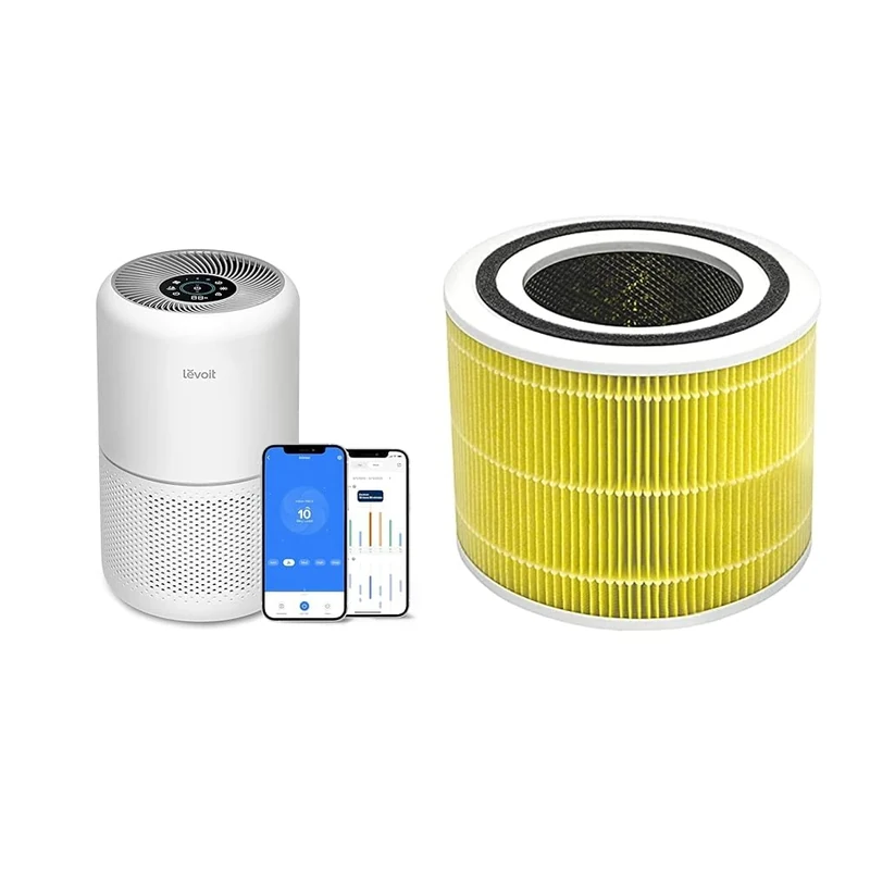 LEVOIT Smart Wifi Air Purifier for Home Bedroom 100m², CADR 240m³/h, HEPA Filter & Air Purifier Pet Allergy Replacement Filter, 3-in-1 HEPA, High-Efficiency Activated Carbon, Core 300-RF-PA, Yellow