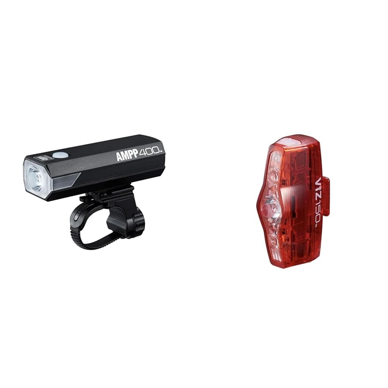 CATEYE Unisex's Ampp 400 Front Bicycle Light, Black, 34 x 100 x 37 mm & CatEye Unisex's Viz 150 Rear Light Bicycle, Red, One Size