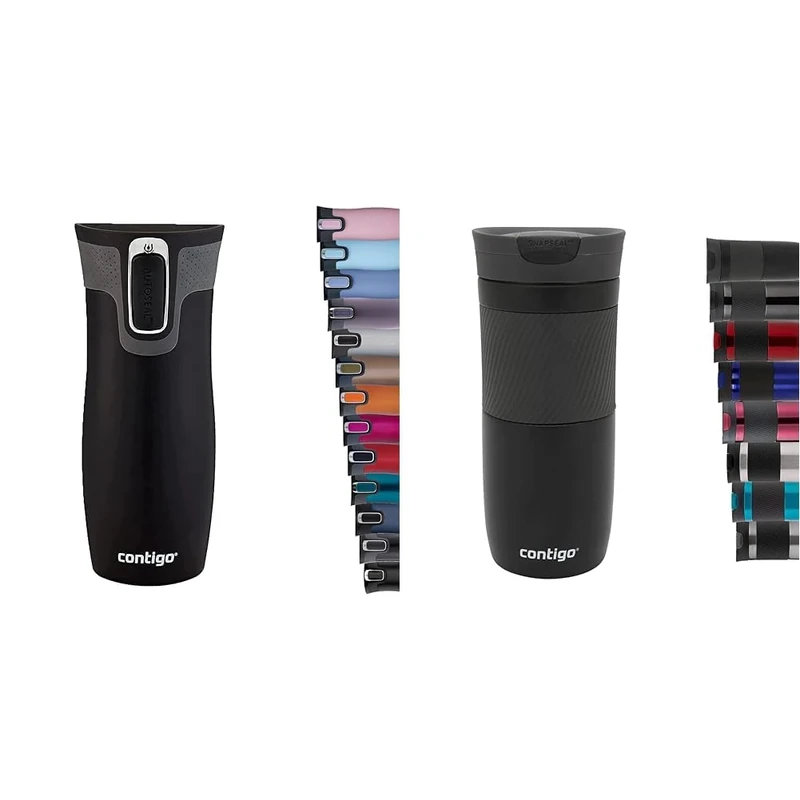 Contigo West Loop Autoseal Travel Mug, Stainless Steel Thermal Vacuum Flask, Leakproof Tumbler & Byron Snapseal Travel Mug, Stainless Steel Thermal Mug, Vacuum Flask, Leakproof Tumbler