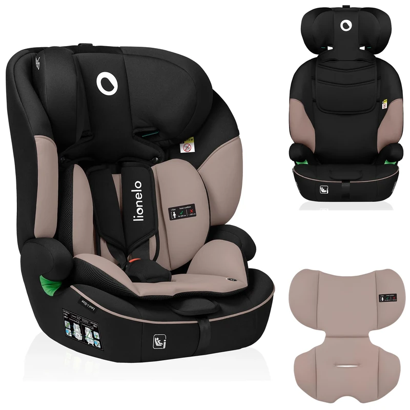LIONELO Car Seat LEVI I-Size for Baby 9-36kg Transforms with Your Child from Infant to 12 Years, Multi-Level Headrest, Enhanced Side Protection, Easy Install with Seat Belt, Washable, Certified