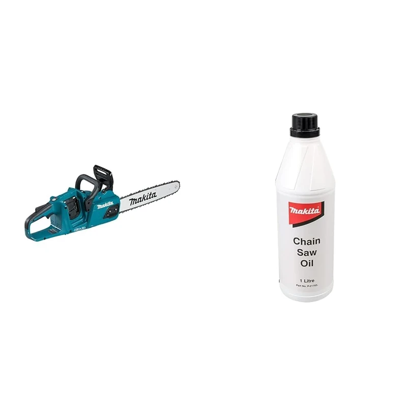Makita DUC405Z Twin 18V (36V) Li-ion LXT Brushless 40cm Chainsaw - Batteries and Charger Not Included & P-21163 Oil/Chain Saw Non-Bio 1L, Multi-Colour