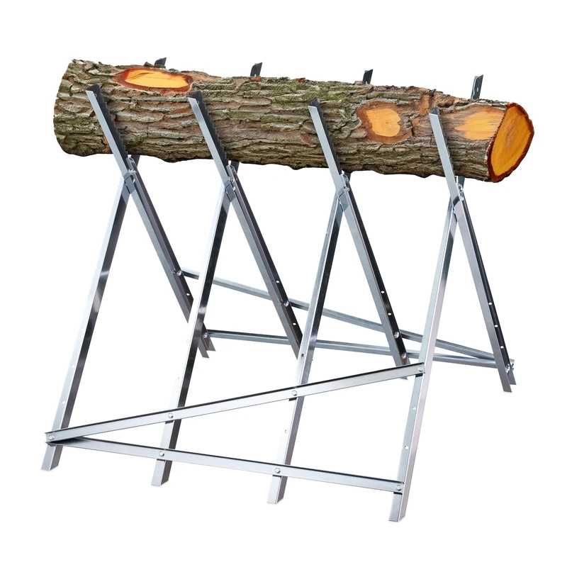 Relaxdays Sawhorse, Wood Sawing, Foldable, Load Capacity 150 kg, Chainsaws Frame, Steel, HWD: 80 x 80 x 82 cm, Silver - Image 1