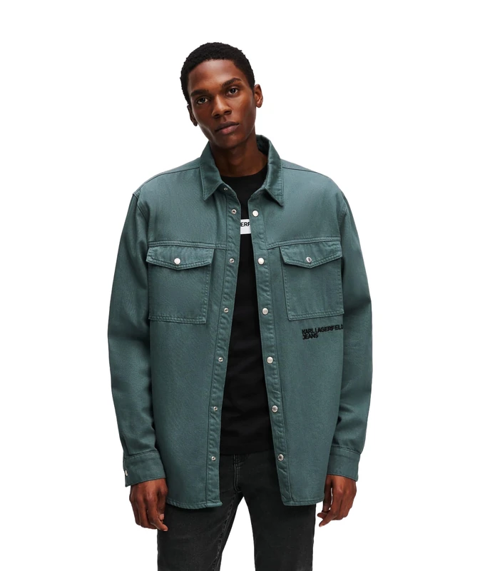 KARL LAGERFELD JEANS, Men's, Denim Overshirt, Relaxed Fit, Grey, S