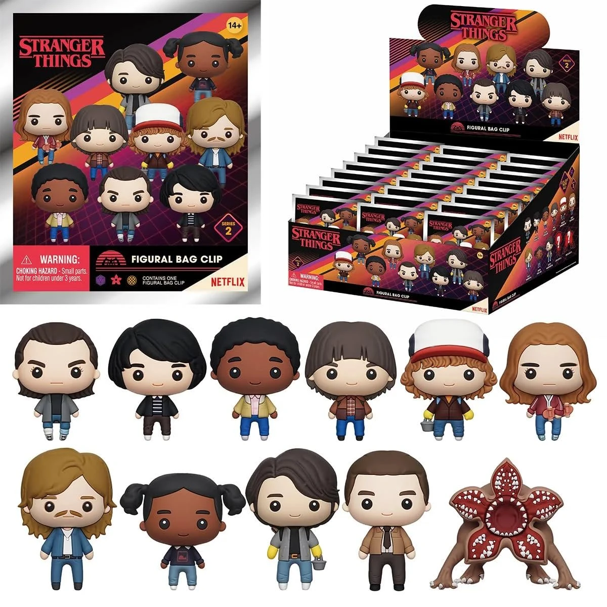 Stranger Things Monogram Series 2 3D Foam Bag Clip Display Case of 24