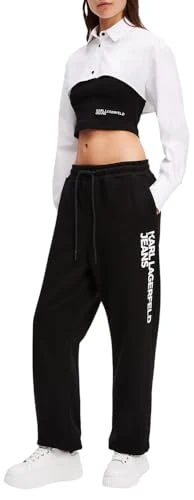 KARL LAGERFELD JEANS Women Text Logo Slim Sweatpant Black XL