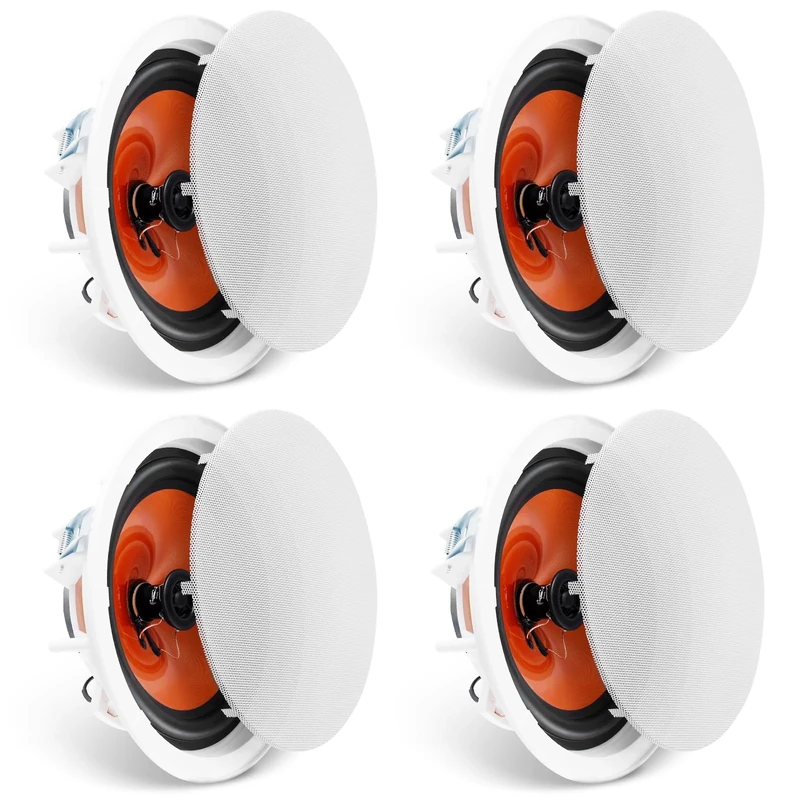 VEVOR Set of 4 8" Ceiling Speakers 100W Ceiling and Wall Mounted Speaker System with 8Ω Impedance 89dB Sensitivity for Home, Kitchen, Living Room, Bedroom or Covered Porch