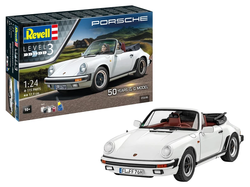 Revell Gift Set 05646 Porsche 911 G-Model Cabrio 50th Anniversary 1:24 Scale Unbuilt Plastic Model Kit With Accessories