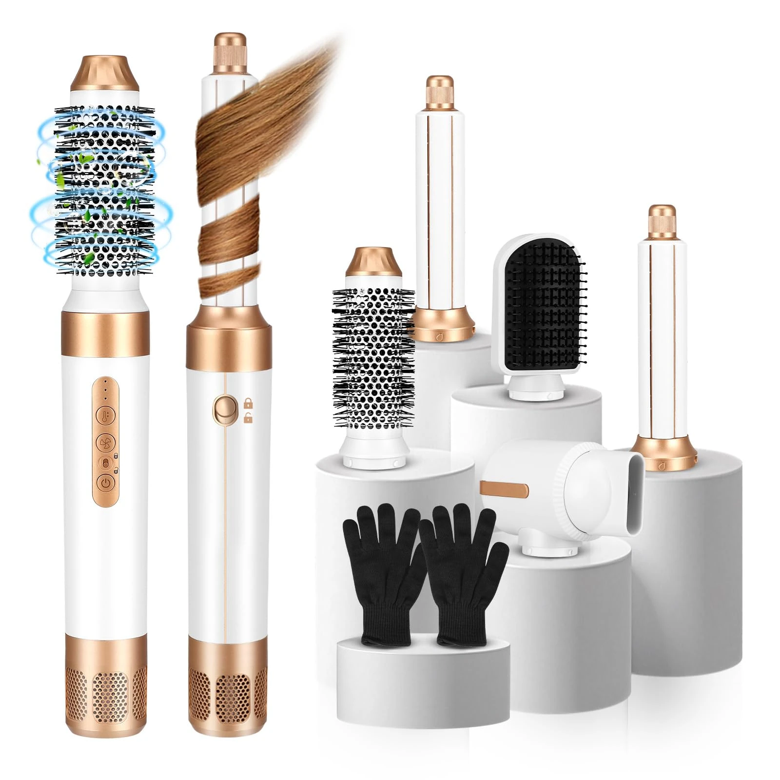 Nuision 7 in 1 Hot Air Styler, Hair Dryer Brush for Hair Styling, Auto Hair Hairstyler, [110000 RPM] High-Speed Ionic Hot Hair Dryer for Volumizing, Curling, Straightening,All Hair Types,3 Speeds&Temp