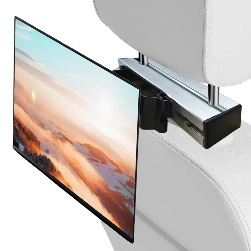 Campervan TV Mount, Motorhome TV Bracket with VESA Headrest for 12-24 Inch TVs, up to 13.6kg, Swivelling, Tiltable, Lockable for T4, T5, T6 Campervan and Motorhome