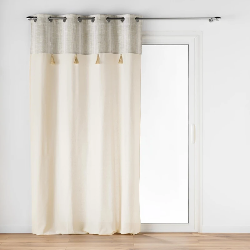 Douceur d'Intérieur Curtain, 68% COTTON 28% POLYESTER 4% VISCOSE, Grey, 140 x 240 cm - Image 1