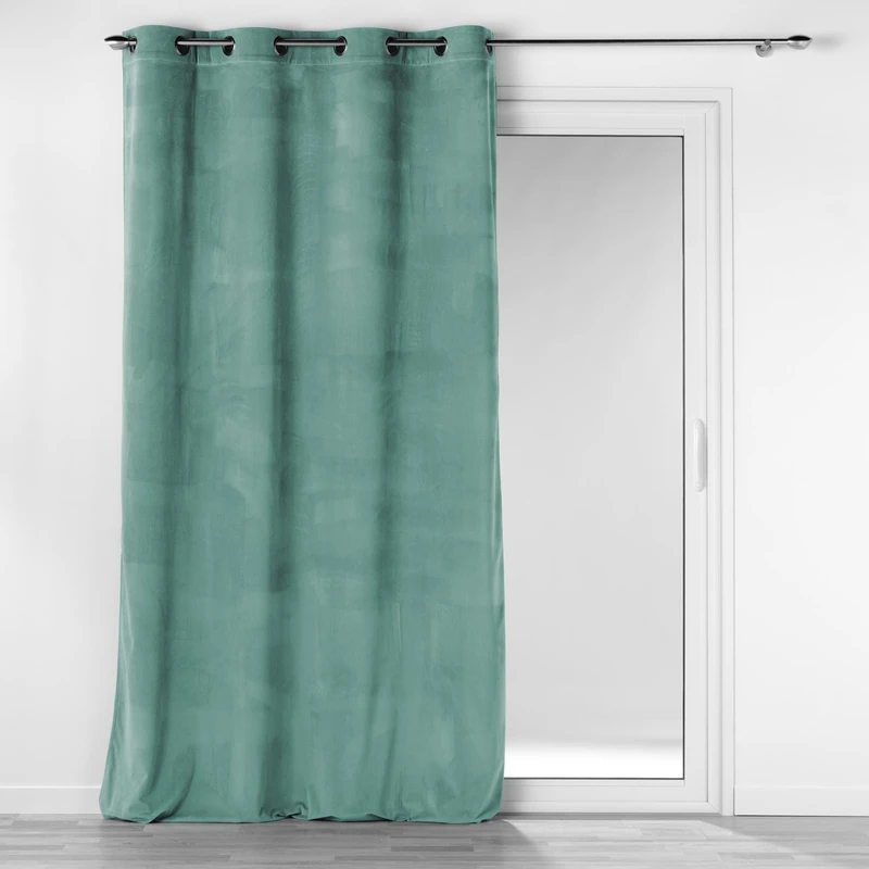 Douceur d'Intérieur Curtain, Polyester, Green, 140 x 260 cm