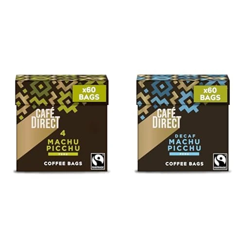 Bundle of Cafédirect Coffee Bags Machu Picchu 10 x 7g (Pack of 6) + Cafédirect Coffee Bags Machu Picchu Decaff Fairtrade Arabica Coffee 10 x 7g (Pack of 6)