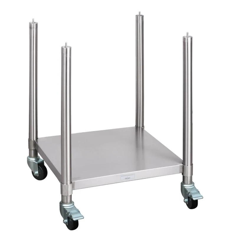 Buffalo Stand for Professional Chargrill, Stainless Steel, Size: 668(H) mm, Adjustable Feet for Uneven Surfaces, Includes Castors - Front 2 Braked, DH525 - Image 1