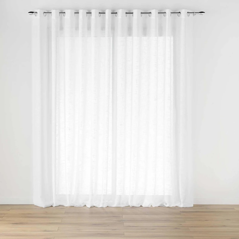 Douceur d'Intérieur, Haltona Net Curtain with Eyelets 400 x 240 cm White Woven Linen Effect
