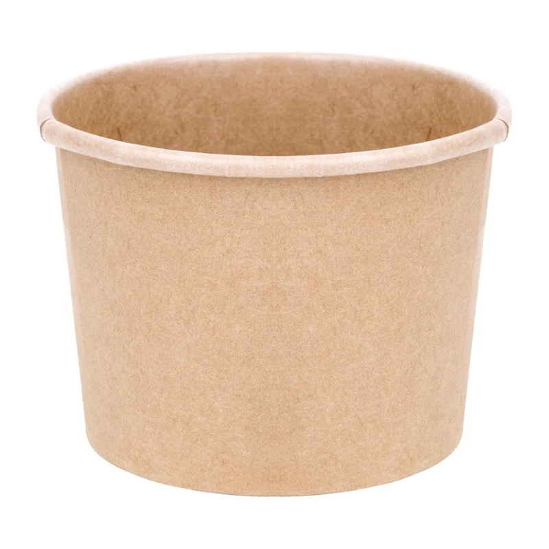 Fiesta Recyclable Biodegradable Kraft Paper Soup Container 340ml - Durable, Restaurant Café Deli Cardboard Takeaway Soup Ice Cream Boxes - Pack of 500
